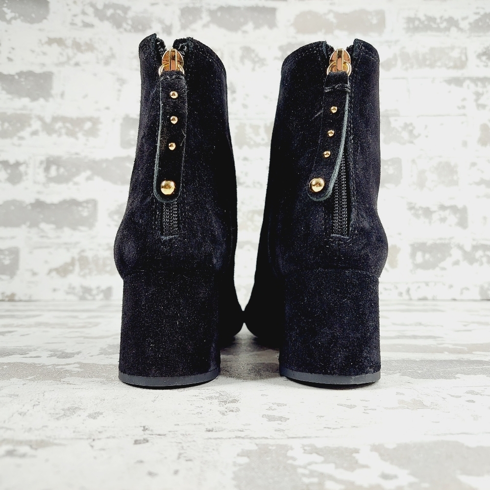 AGL Black Suede Leather Almond Toe Back Zip Block Heel Ankle Boots O425 - Picture 6 of 13